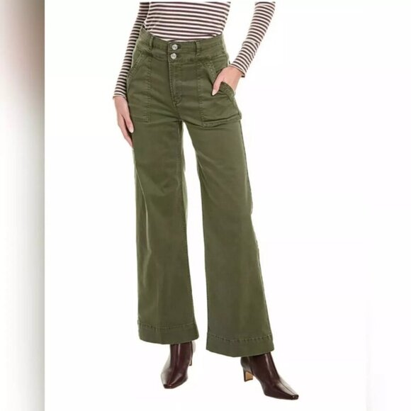 Frame Denim Pants - Frame Women's Double Waistband Slim Palazzo Wide Washed Surplus Pants Size 25
